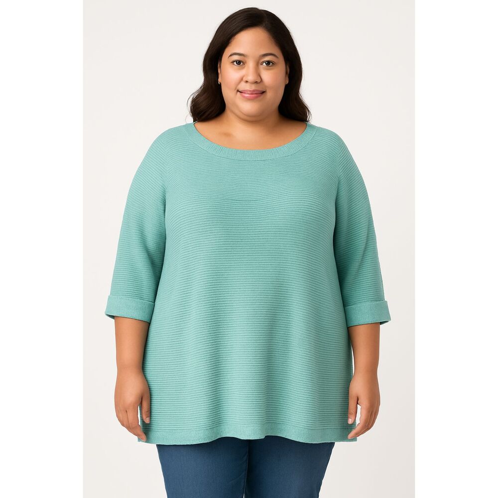 Soft Surroundings Tunic 3/4 Sleeve Metallic Thread Boat Neck Sweater Size 2X